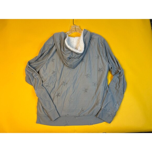 Bobeau Jacquard Zip Up Jacket Grey Star Womens XL Fleece Lined Hoodie Pocket NWT - Picture 6 of 7